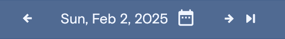 Navigation arrows pointing left and right with today's date in the middle. Additionally an arrow pointing to the right with a line in front of the arrow, indicating it takes you to the most recent data.