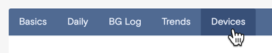 Mouse hovering over Devices in the navigation bar.