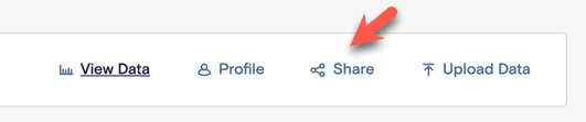Navigation bar with an arrow pointing to share.