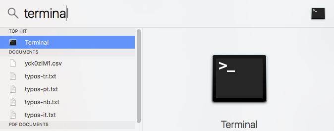 Terminal application on Mac