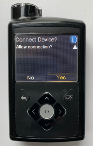 Image of Medtronic pump showing Yes/No prompt