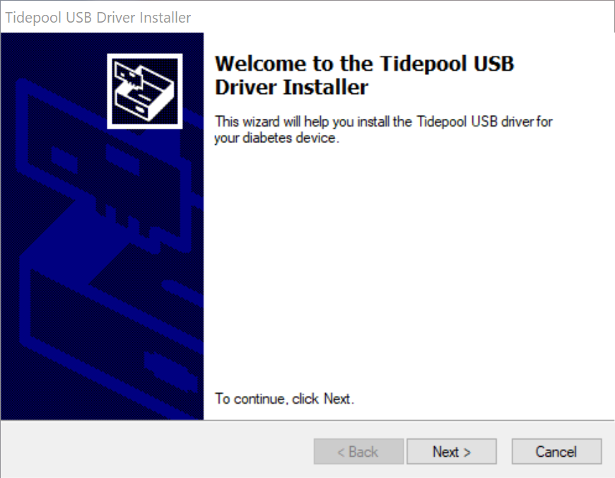Tidepool USB Driver Installer screen