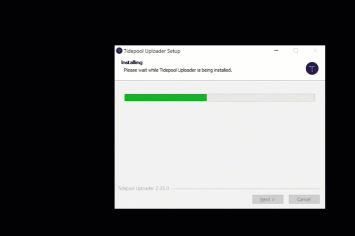 GIF animation of windows installer for USB drivers for Tidepool Uploader