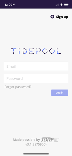 Tidepool Mobile login screen