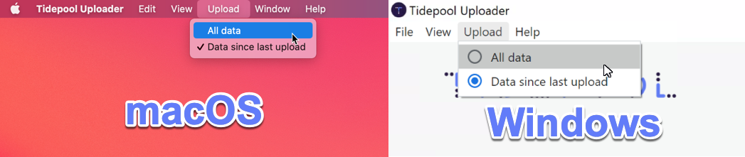Tidepool Uploader All Data option on Mac and Windows screenshot