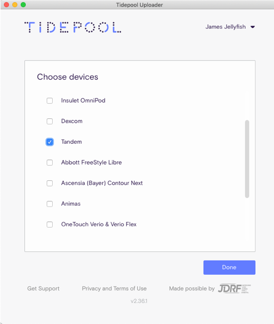 Uploading your Tandem insulin pump – Tidepool