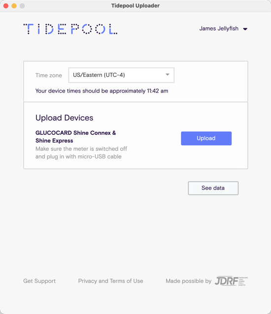 Image of Tidepool Uploader upload screen
