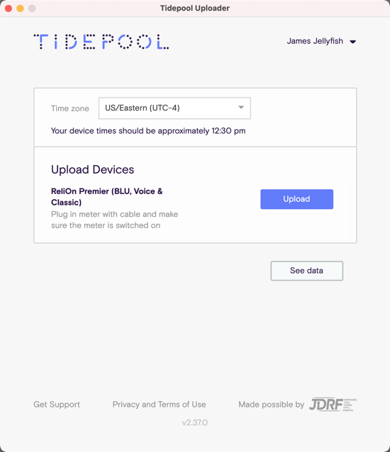 Uploading your ReliOn Premier BLU, Voice, or Classic meter Tidepool