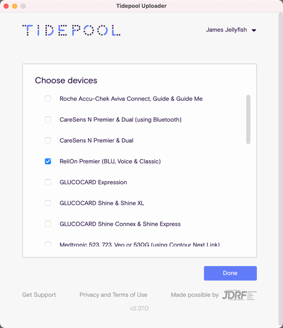 Uploading your ReliOn Premier BLU, Voice, or Classic meter Tidepool