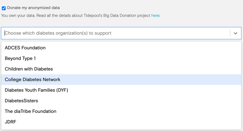 image of organizations to pick for data donation proceeds