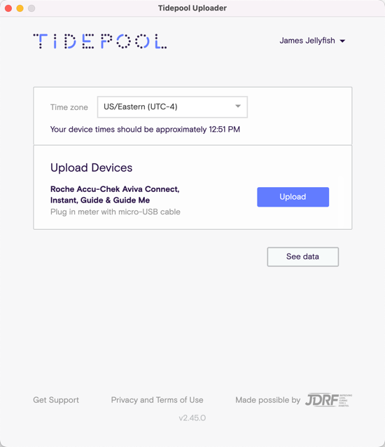 Tidepool Uploader Upload window